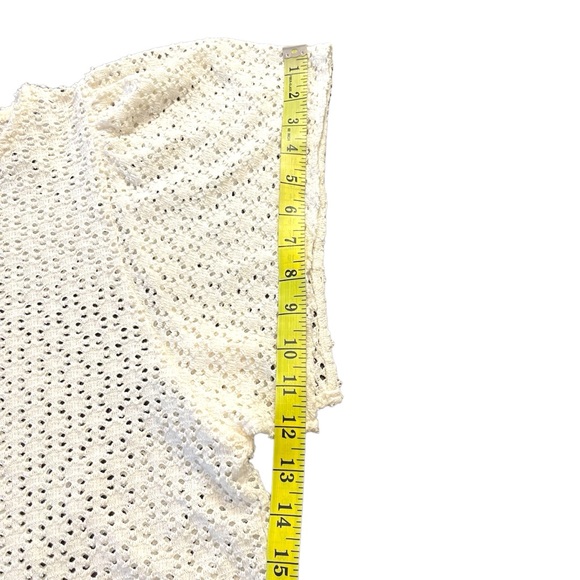 Madewell Texture & Thread Off White Eyelet Flutter Sleeve Top (S) - Picture 12 of 13